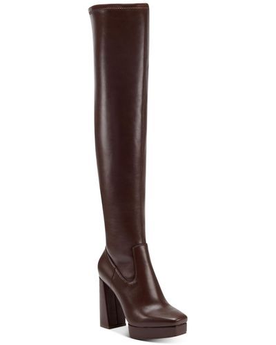 Jessica Simpson Kiah Block Heel Square Toe Thigh-high Boots - Brown