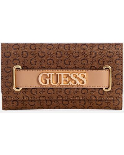 Guess Factory Creswell Logo Slim Clutch Wallet - Brown