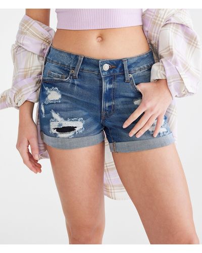Aéropostale Seriously Stretchy Low-rise Denim Midi Shorts - Blue