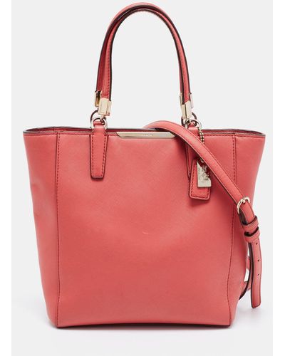 COACH Leather Zip Tote - Red