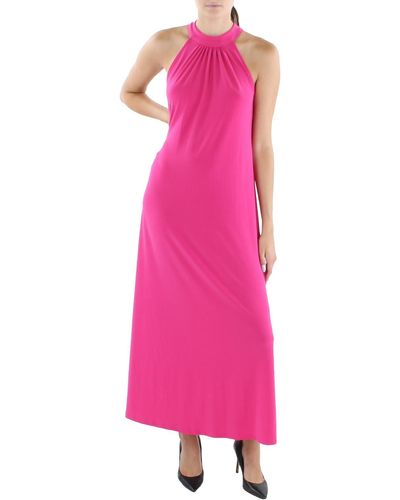 BarIII Halter Side Slit Maxi Dress - Pink