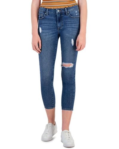 Celebrity Pink Juniors Mid Rise Destroyed Ankle Jeans - Blue