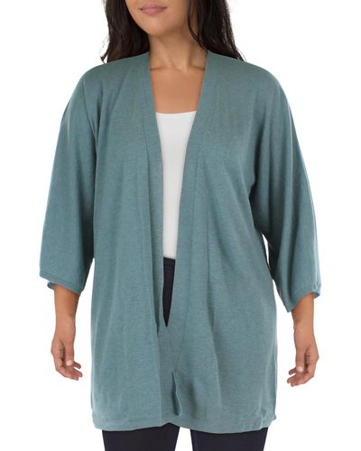 Eileen Fisher Plus Cashmere Open-front Cardigan Sweater - Blue