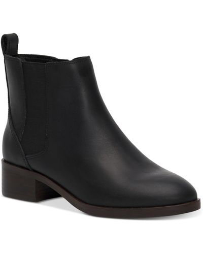 Lucky Brand Podina Leather Pull On Chelsea Boots - Black