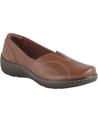 Clarks Cora Meadow Leather Arch Support Flats Shoes - Brown