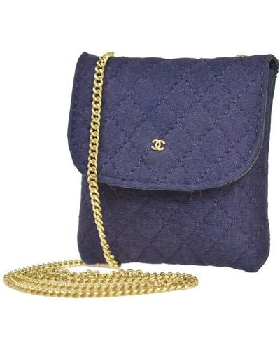 Chanel Mini Matelassé Canvas Shoulder Bag (pre-owned) - Blue