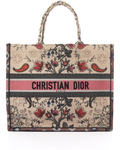 Dior Book Tote Book Tote Handbag Tote Bag Embroidery Canvas Beige Color - Multicolor