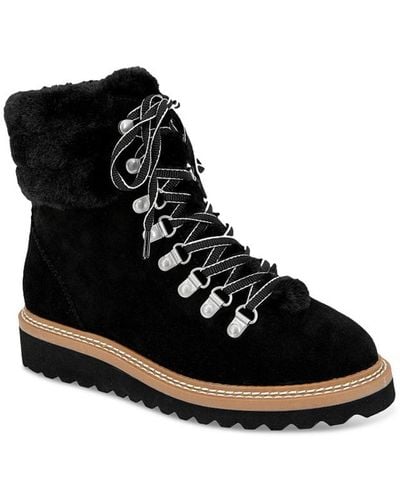 Splendid Evita Suede Faux Fur Hiking Boots - Black