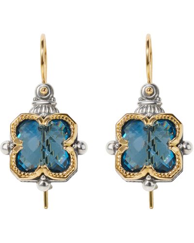 Konstantino Anthos Sterling Silver 18k Gold & Blue Spinel Earrings Skmk3215-478