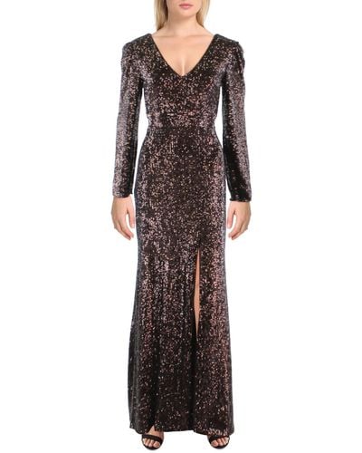 Xscape Mesh Sequined Formal Dress - Brown