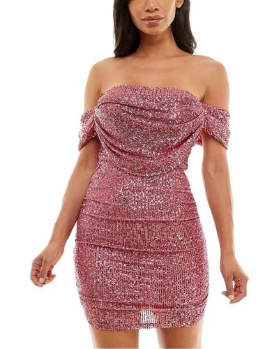 Bebe Cocktail Party Ruched Cocktail And Party Dress - Red