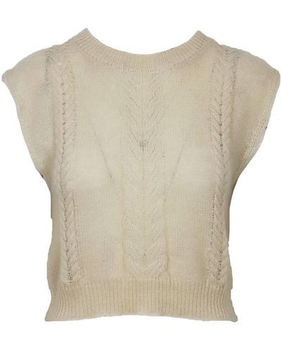 Lucy Paris Quentin Cable Knit Top - Natural