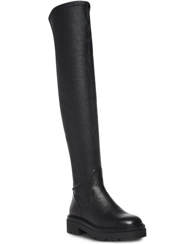 Steve Madden Industry Leather Chunky Thigh-high Boots - Black