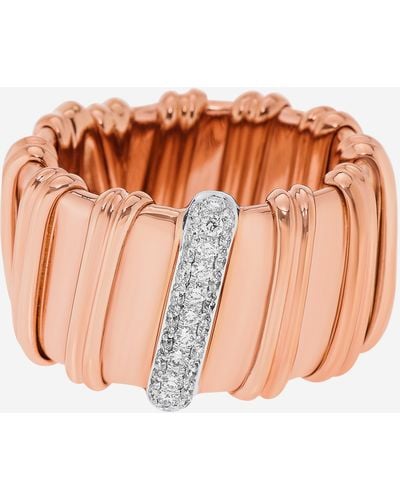 Roberto Coin Nabucco 18k Rose Diamond 0.30ct. Tw. Flexible Band Ring 206180ah65x0 - Pink