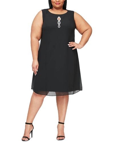 SLNY Plus Chiffon Sleeveless Cocktail Dress - Black