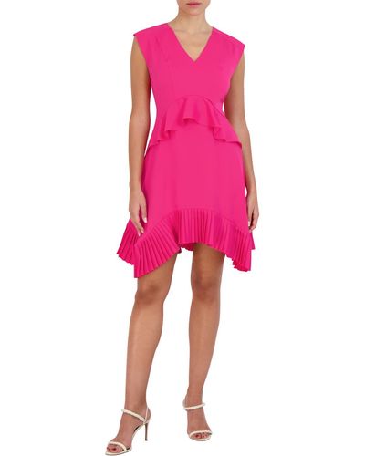 BCBGMAXAZRIA Dylan Peplum V-neck Cocktail And Party Dress - Pink