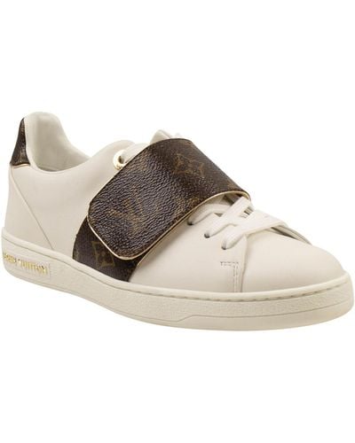 Louis Vuitton White Brown Leather Stellar Strap Sneakers - Natural