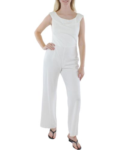 Connected Apparel Crepe Boatneck Jumpsuit - White