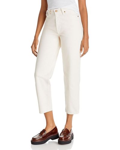 Mother High Waist Straight Leg Ankle Jeans - White