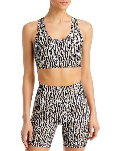 All Access Front Row Animal Print Work Out Sports Bra - Black