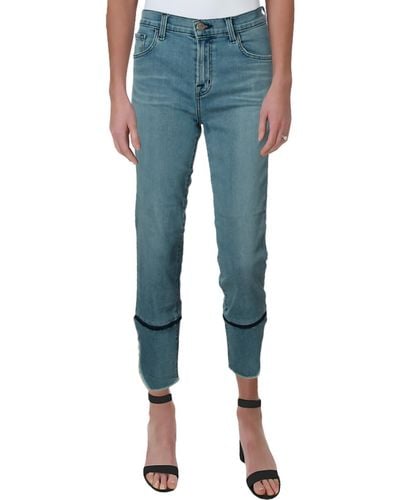 J Brand Ruby Cropped High Rise Cigarette Jeans - Blue