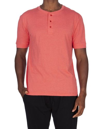 Unsimply Stitched Super Soft Short Sleeve Henley - Red