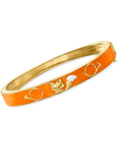 Ross-Simons Multicolored Enamel Fox Bangle Bracelet - Orange