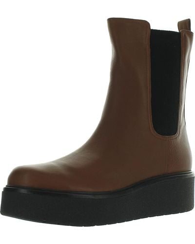 Vince Brinton Leather Round Toe Chelsea Boots - Brown