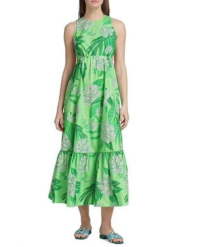 FARM Rio Dewdrop Floral Midi Dress - Green