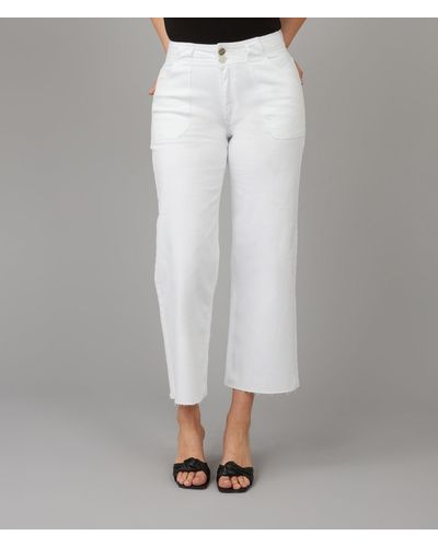 Lola Jeans Colette-wht High Rise Wide Leg Jeans - White