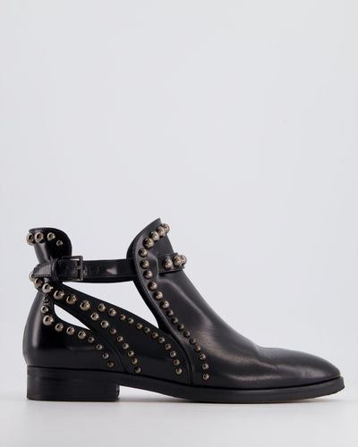 Alaïa Leather Boots With Silver Studded Details - Black