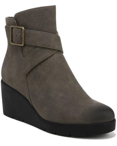 SOUL Naturalizer Archer Faux Leather Wedge Ankle Boots - Black