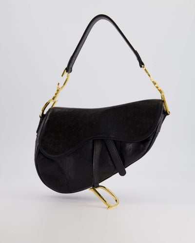 Dior By John Galliano 2000 Ostrich Saddle Bag With Gold Hardware - Black