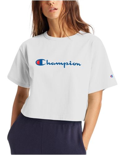 Champion Plus Cropped Logo Pullover Top - Blue