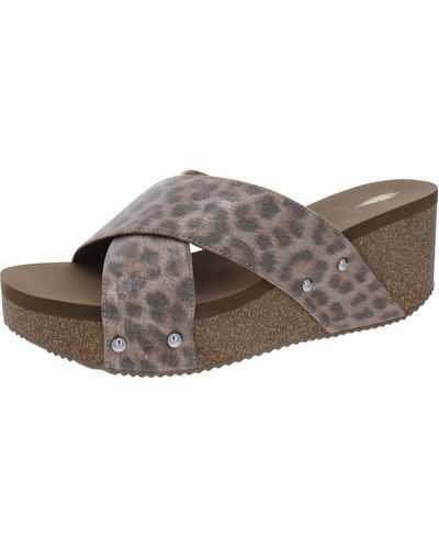 Volatile Ablette Faux Leather Slip On Platform Sandals - Brown