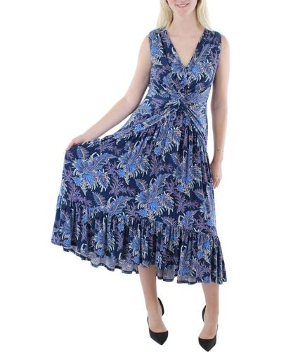 Lauren by Ralph Lauren Floral Long Maxi Dress - Blue