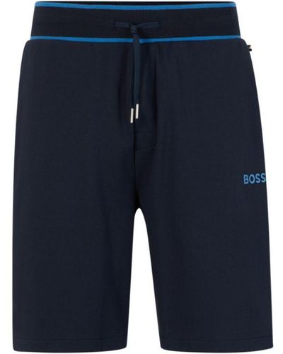 BOSS Embroidered-logo Loungewear Shorts - Blue