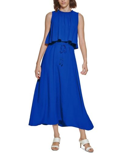 Calvin Klein Sheer Long Maxi Dress - Blue