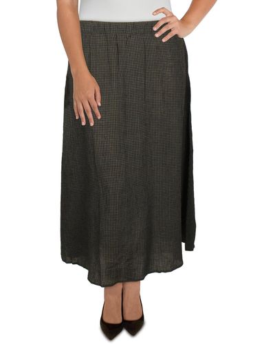 Eileen Fisher Organic Linen Hidden Pockets A-line Skirt - Black