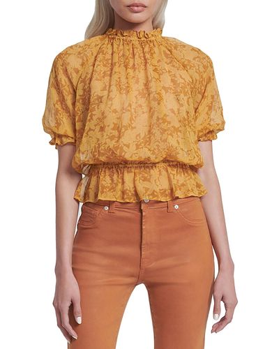 7 For All Mankind Ruffled Sheer Blouse - Yellow