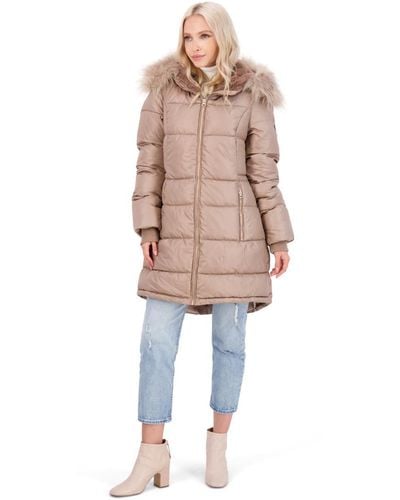 Jessica Simpson Faux Fur Warm Puffer Coat - White