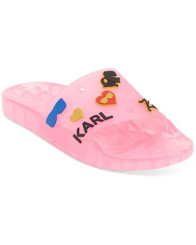 Karl Lagerfeld Thea Slip On Open Toe Pool Slides - Pink