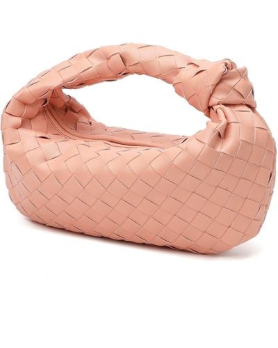 Tiffany & Fred Woven Sheepskin Knot Pouch Bag - Pink