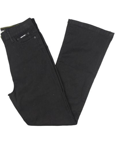 DKNY High Rise Solid Flare Jeans - Black