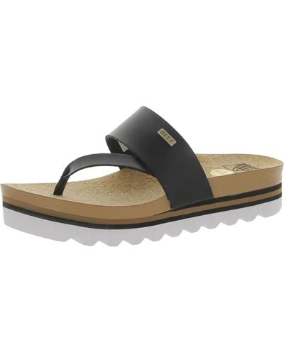 Reef Cushion Sol Hi Faux Leather Thong Slide Sandals - Brown