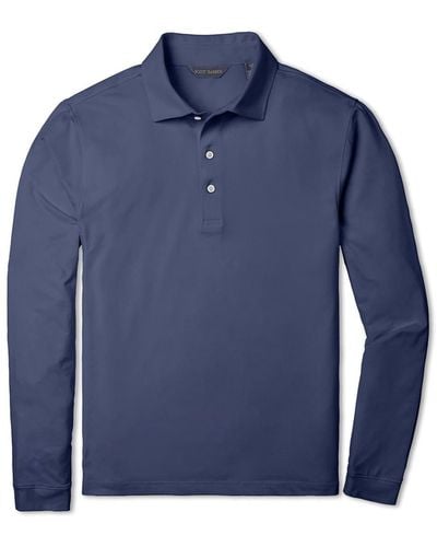 Scott Barber Tech Jersey Long Sleeve Polo - Blue