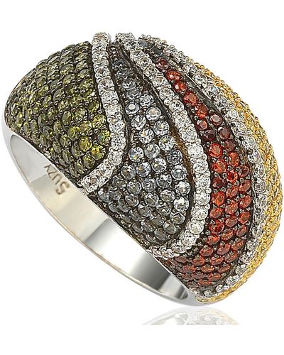 Suzy Levian Exotic Sterling Silver Cubic Zirconia Ring - Metallic