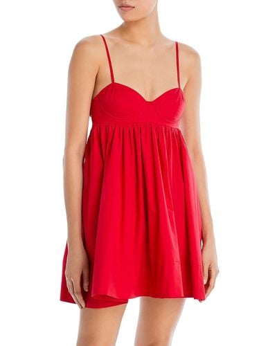 Aqua Cotton Cut-out Mini Dress - Red