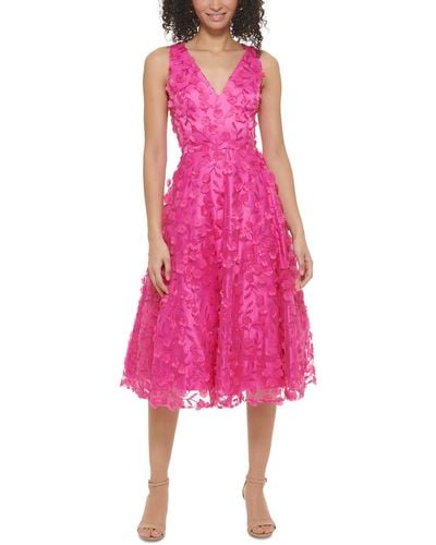 Eliza J Embroidered Polyester Cocktail And Party Dress - Pink
