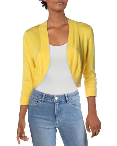 Jessica Howard Petites Knit Crop Shrug Sweater - Yellow